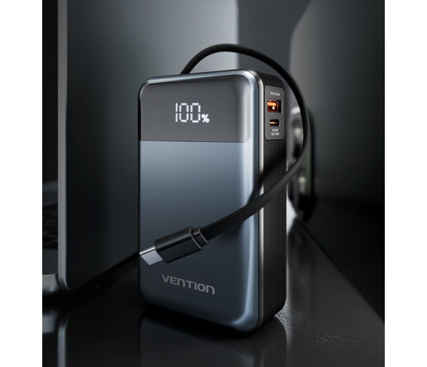 Vention Powerbank 20000mAh 65W z wbudowanym kablem USB-C - 1543388 - zdjęcie 2